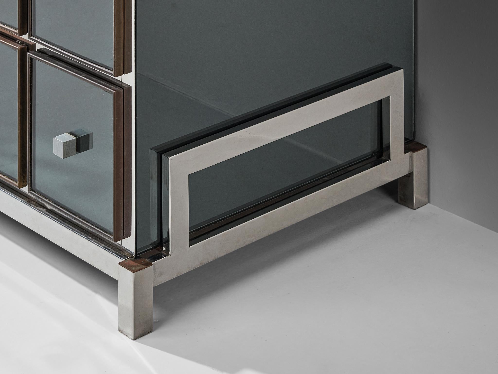 Late 20th Century Michel Pigneres Mirrored Chest of Drawers For Sale
