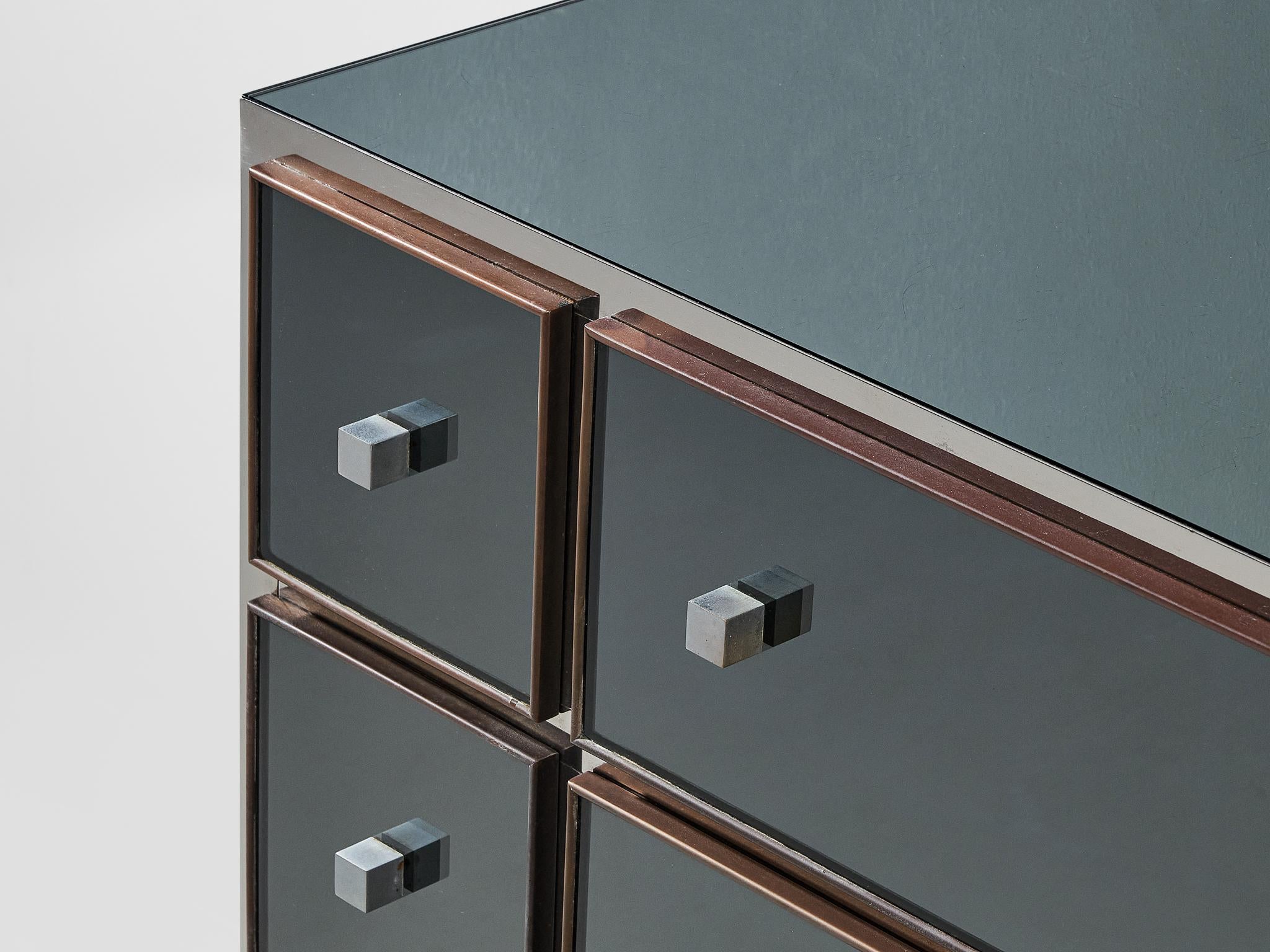 Brass Michel Pigneres Mirrored Chest of Drawers For Sale