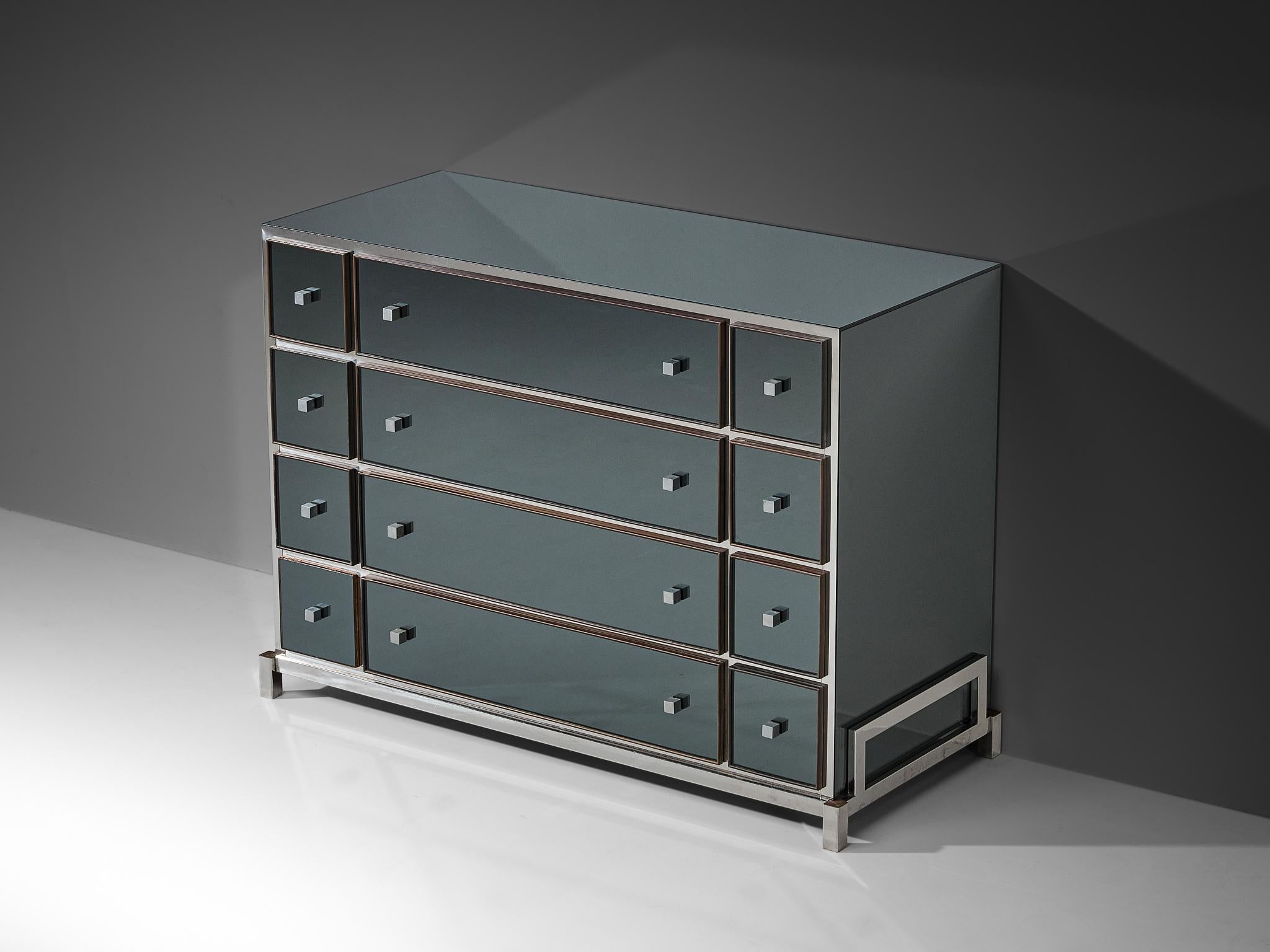 Michel Pigneres Mirrored Chest of Drawers For Sale 1