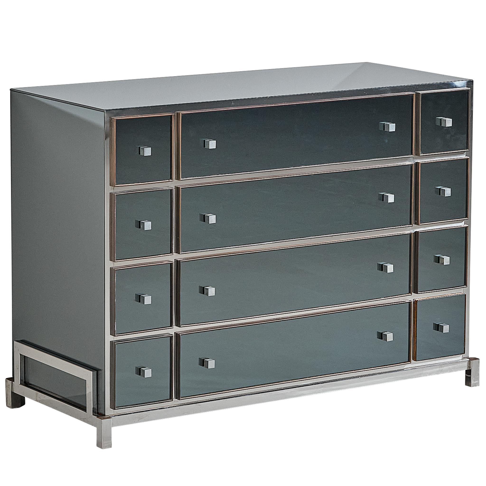 Michel Pigneres Mirrored Chest of Drawers For Sale