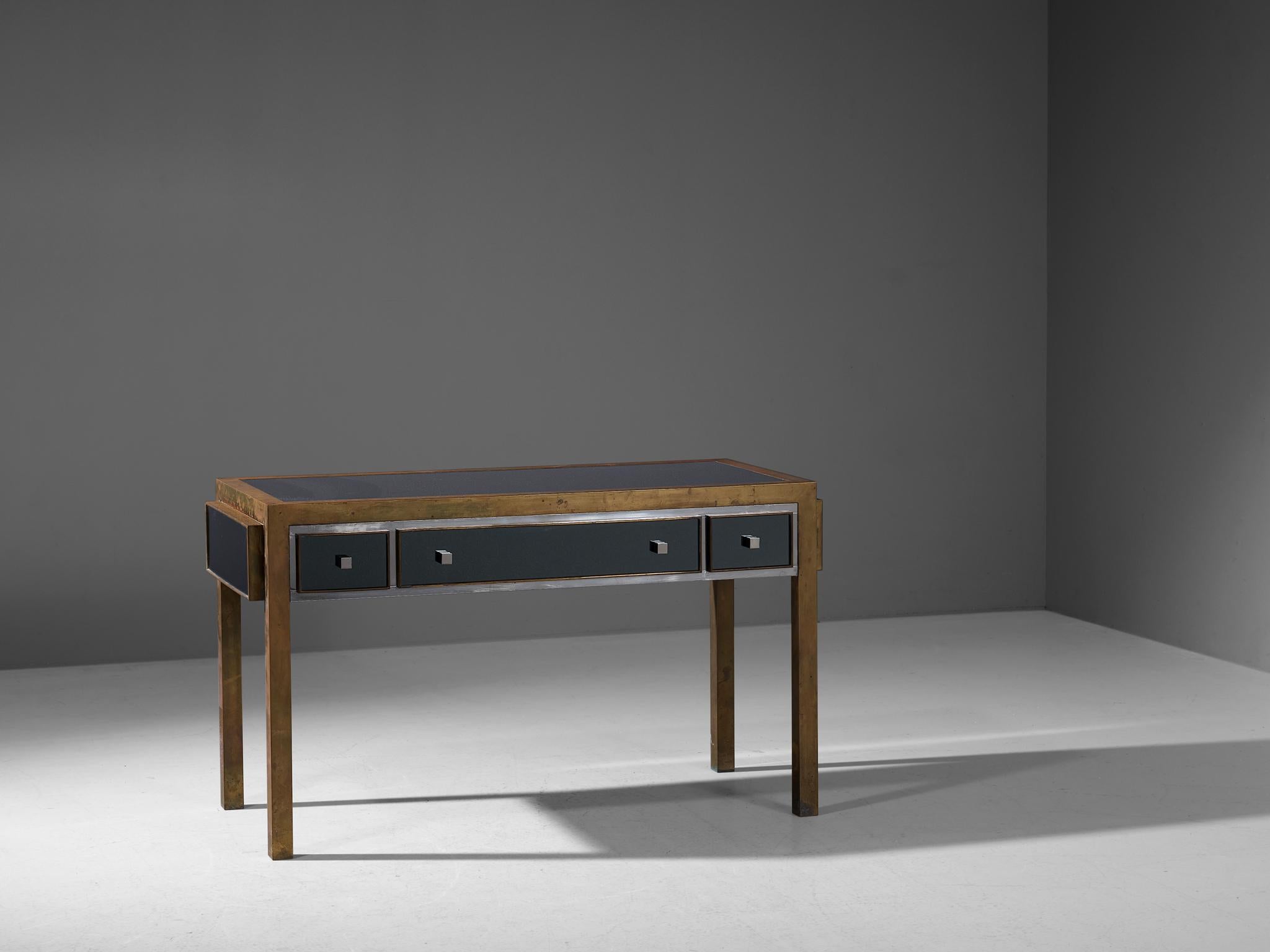 Michel Pigneres Mirrored Console in Metal and Brass 1