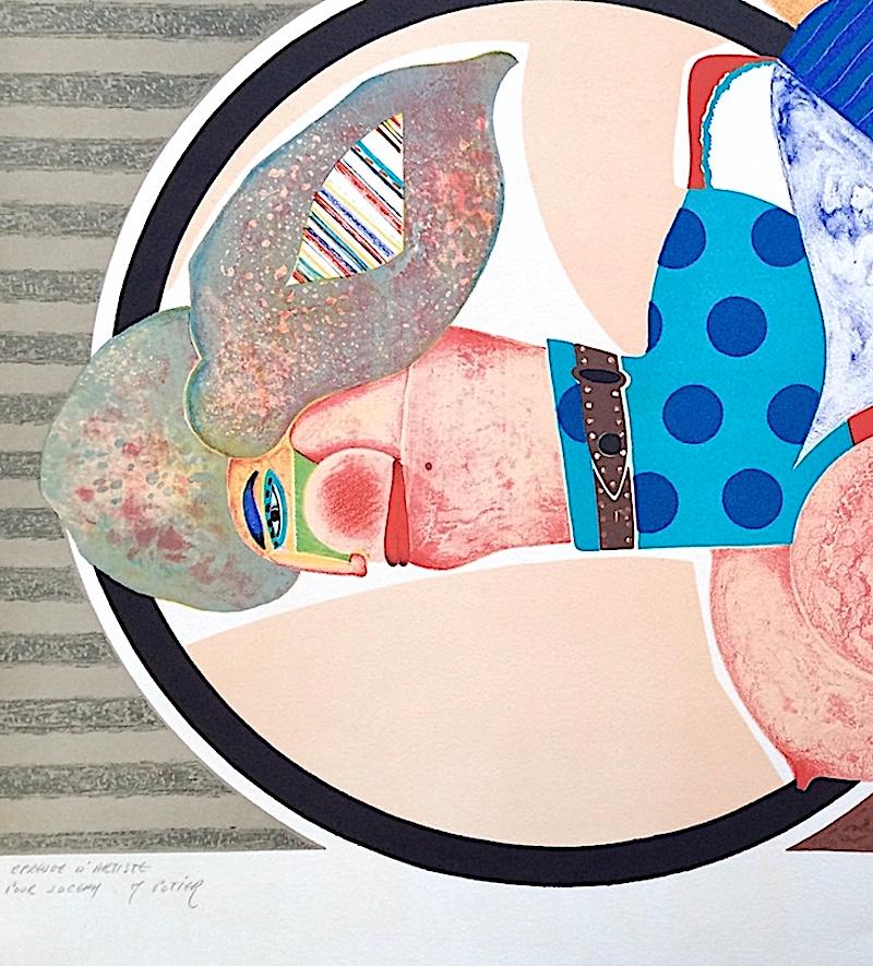 FEMME DÉNUDÉE, Litografía firmada, Retrato de desnudo moderno, Erotismo Pop Art - Portrait Print Beige de Michel Potier