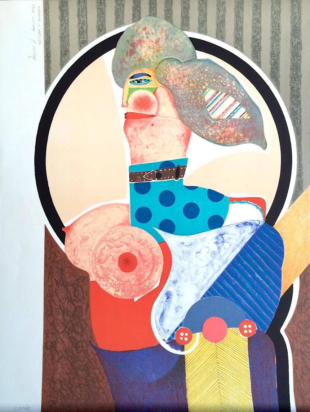 FEMME DÉNUDÉE, Litografía firmada, Retrato de desnudo moderno, Erotismo Pop Art - Print de Michel Potier