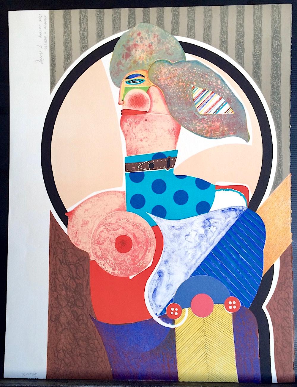 FEMME DÉNUDÉE, signierte Lithographie, modernes Nacktporträt, Pop Art Eroticismus (Beige), Portrait Print, von Michel Potier