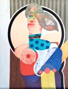 FEMME DÉNUDÉE, lithographie signée, portrait moderne de nu, érotisme pop art