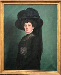 Porträt einer Dame aus der Belle Epoque, Attr. Richard-Putz, „To M.“, 1917 