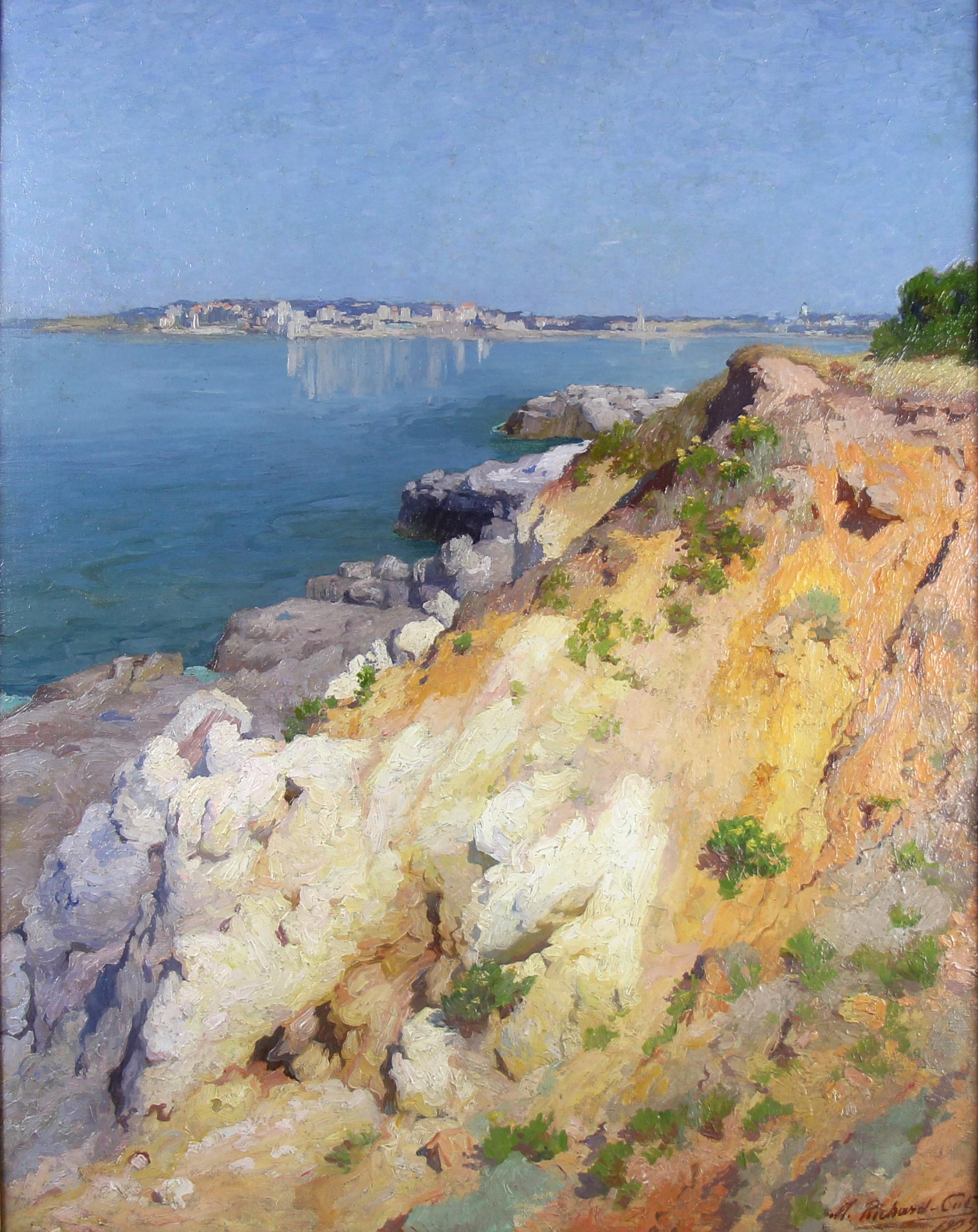 Paisaje marino meridional francés Pintura al óleo sobre lienzo Por Michel Richard Putz en venta 1