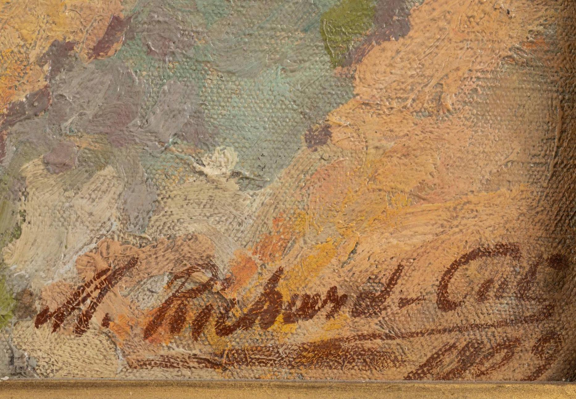 Paisaje marino meridional francés Pintura al óleo sobre lienzo Por Michel Richard Putz en venta 2