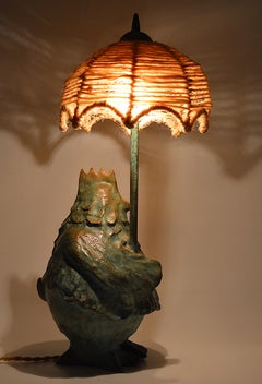 Michel Rico Hen Bronze Table Lamp Sculpture 1/8, 1997