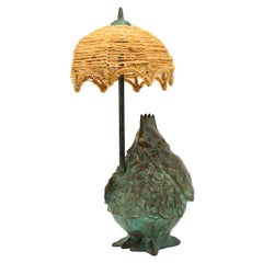 Michel Rico Hen Bronze Table Lamp Sculpture 1/8, 1997