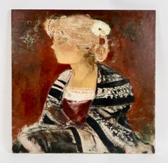 Abstraktes Porträt der Dame „La Dame a la Fleur Blanche“ Michel Rodde, 20. Jahrhundert