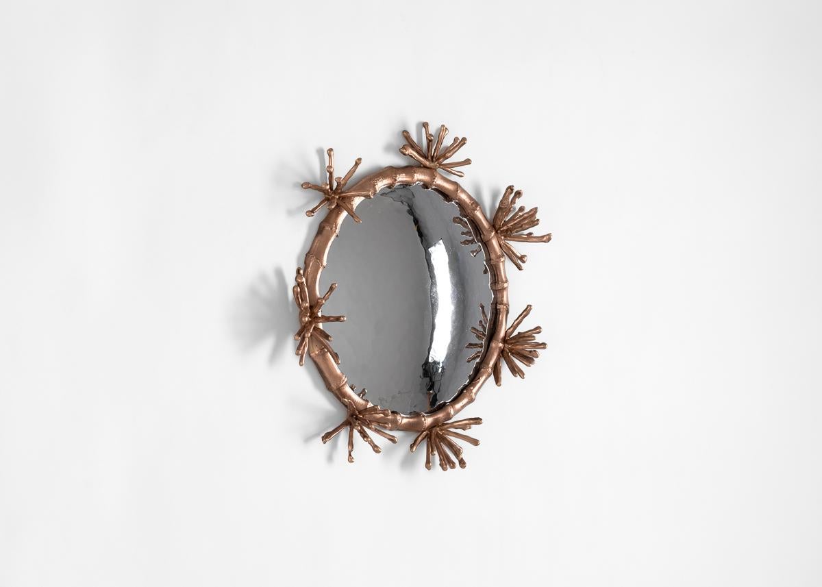 Français Miroir en bronze fait à la main «toiles » de Michel Salerno, France, 2020 en vente