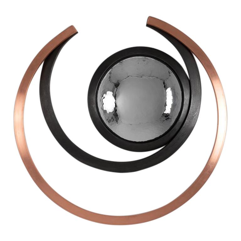 Michel Salerno, "Geomatrie, " Handmade Steel and Copper Mirror, France, 2020 For Sale