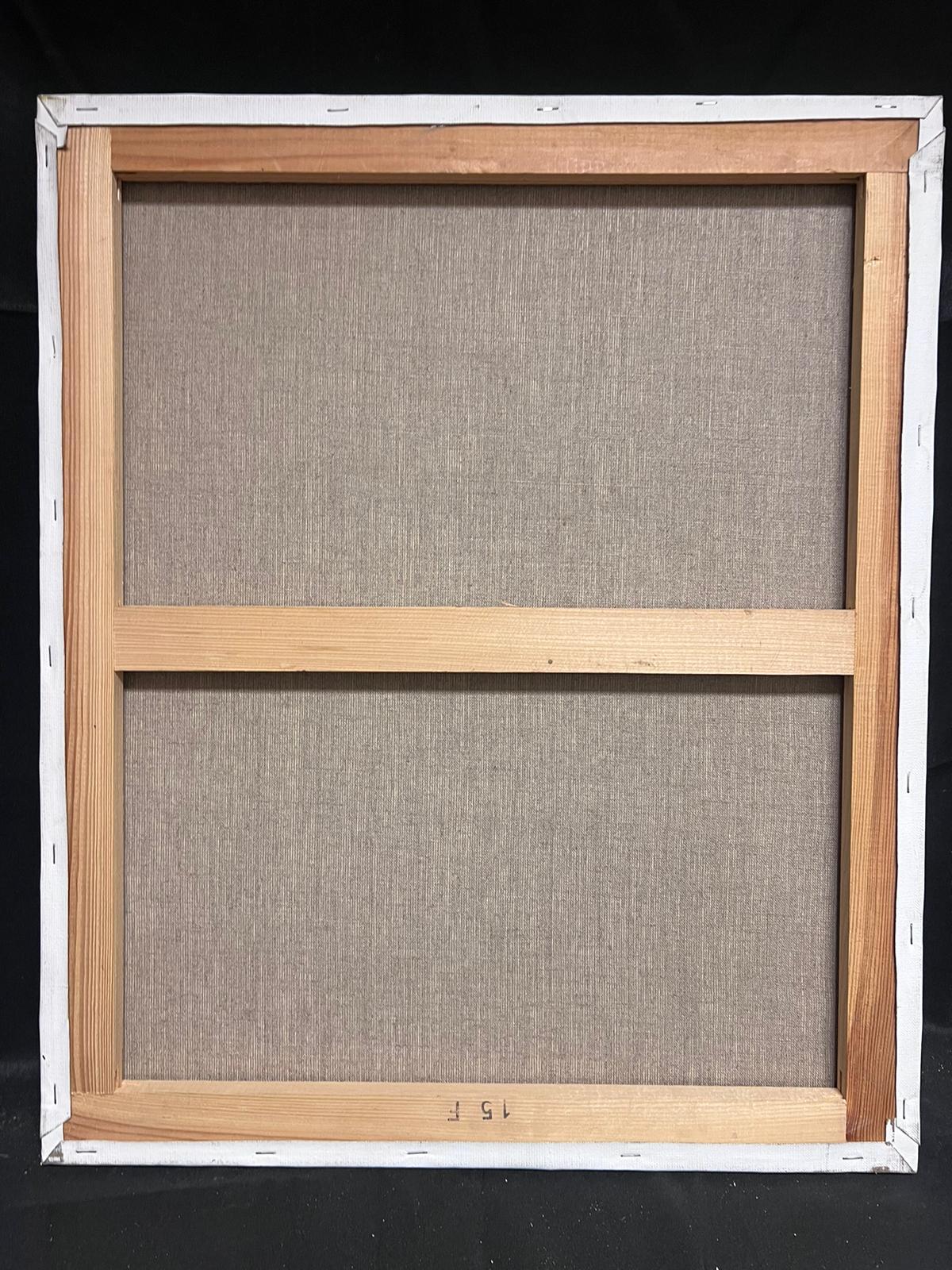 Grande quadro espressionista astratto francese contemporaneo blu e giallo e grigio in vendita 1