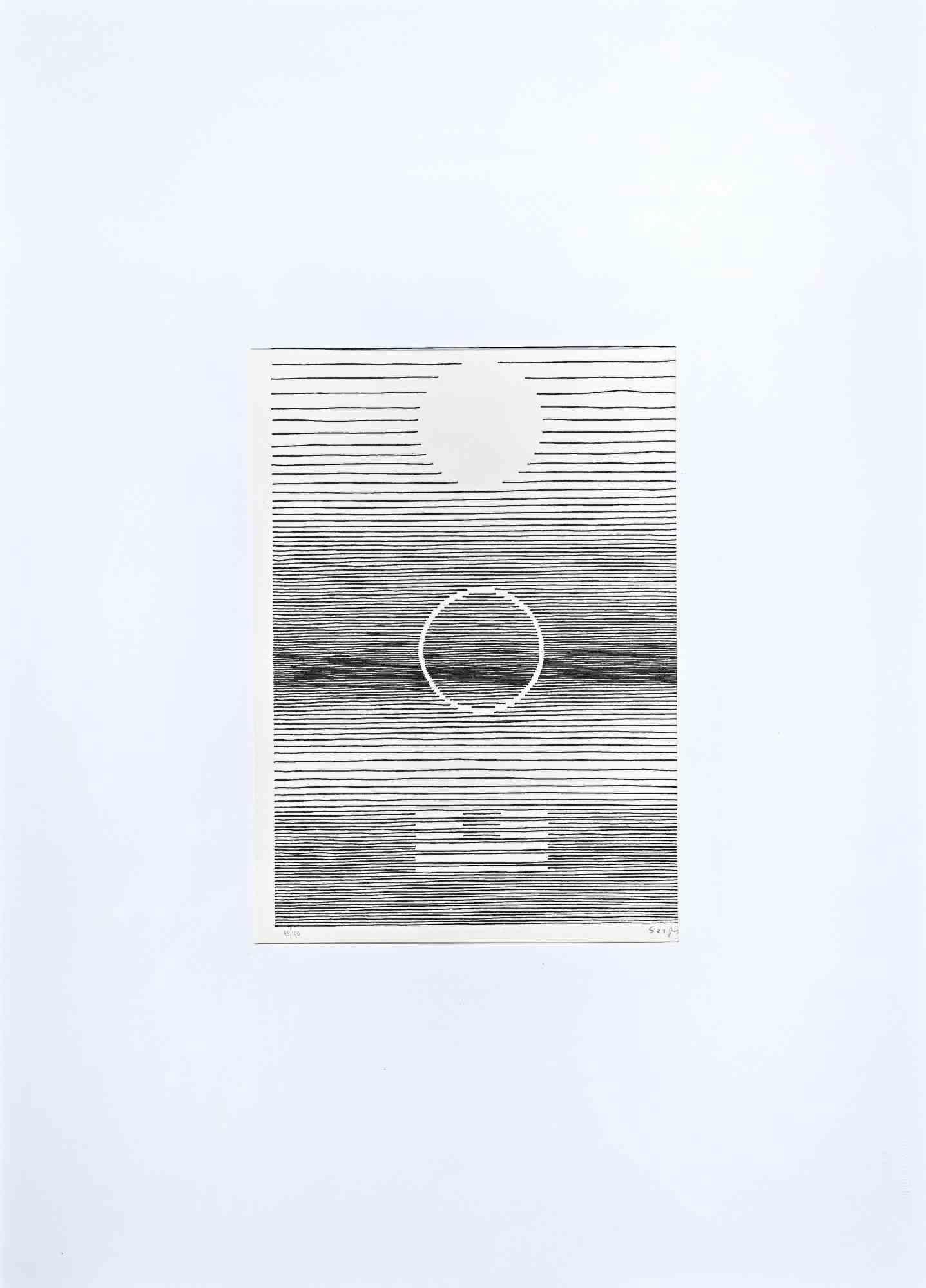 Composition abstraite  - Lithographie de Michel Seuphor - 1973