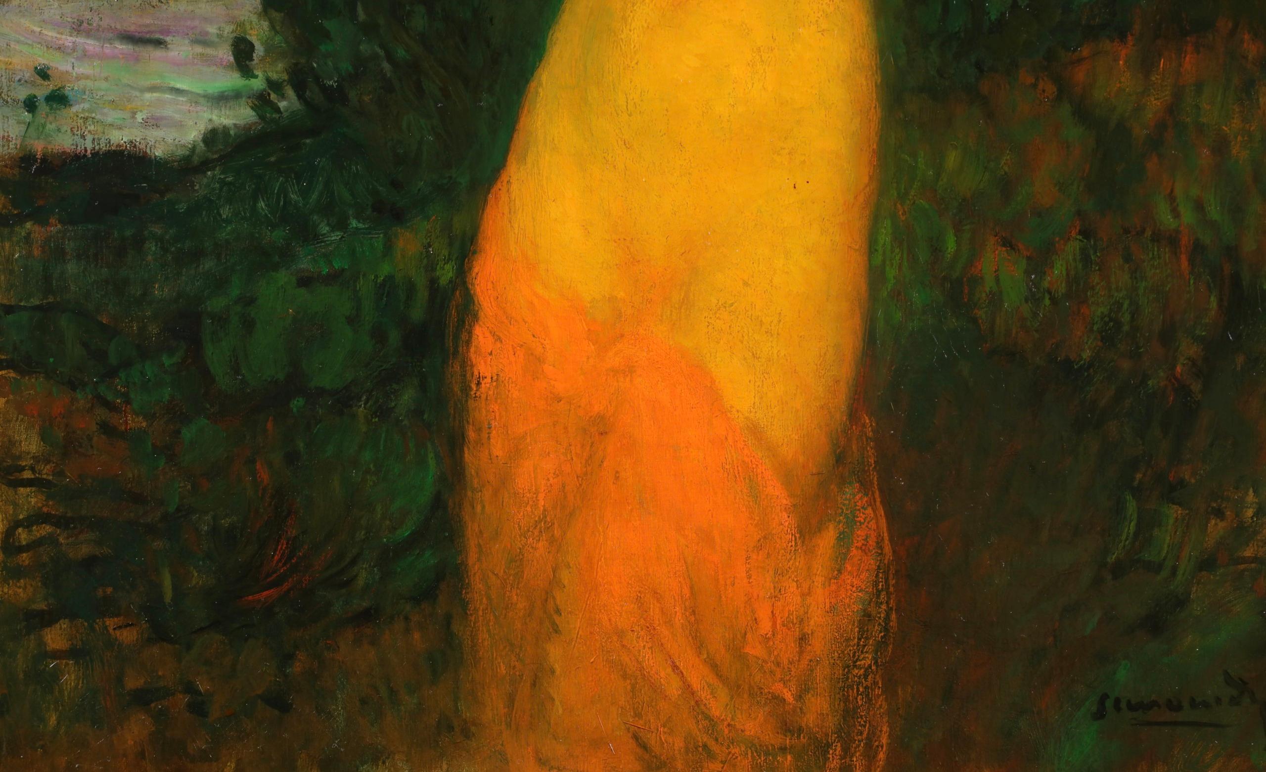 La Baigneuse - Art Nouveau Nude Figure in Landscape Oil by Michel Simonidy 4