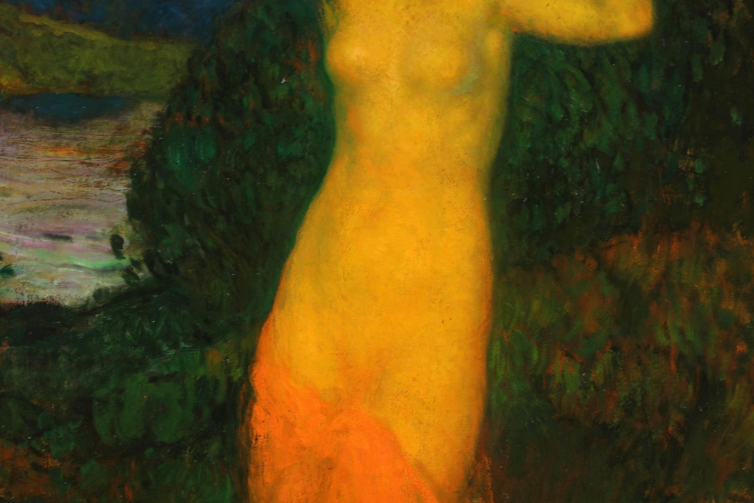 La Baigneuse - Art Nouveau Nude Figure in Landscape Oil by Michel Simonidy 5