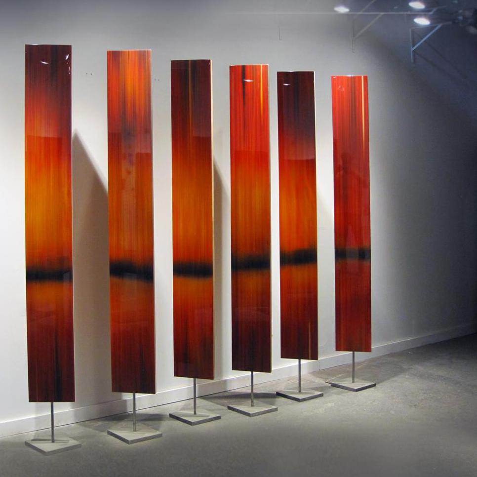 Michel Tabori
Sequoia, 2017
Oil, acrylic, resin, canvas on two-sided maple panels mounted on steel bases
84” x 10” each
$6,500 each