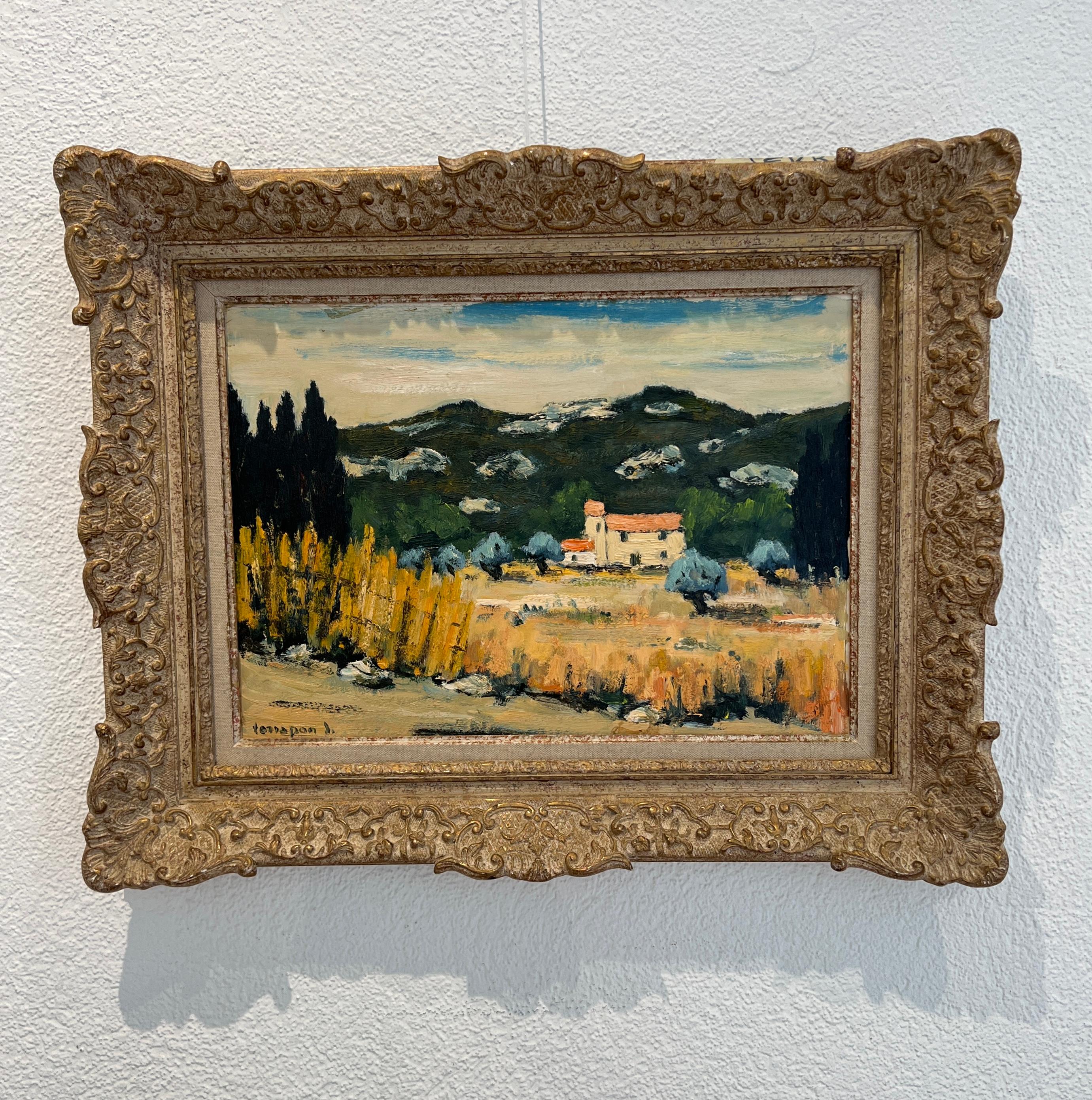 Mas der Provence, Französisch – Painting von Michel Terrapon