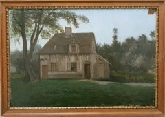 Antique WILLENICH Painting 19th Offical Navy painter Le Havre Normandy Landscape house 