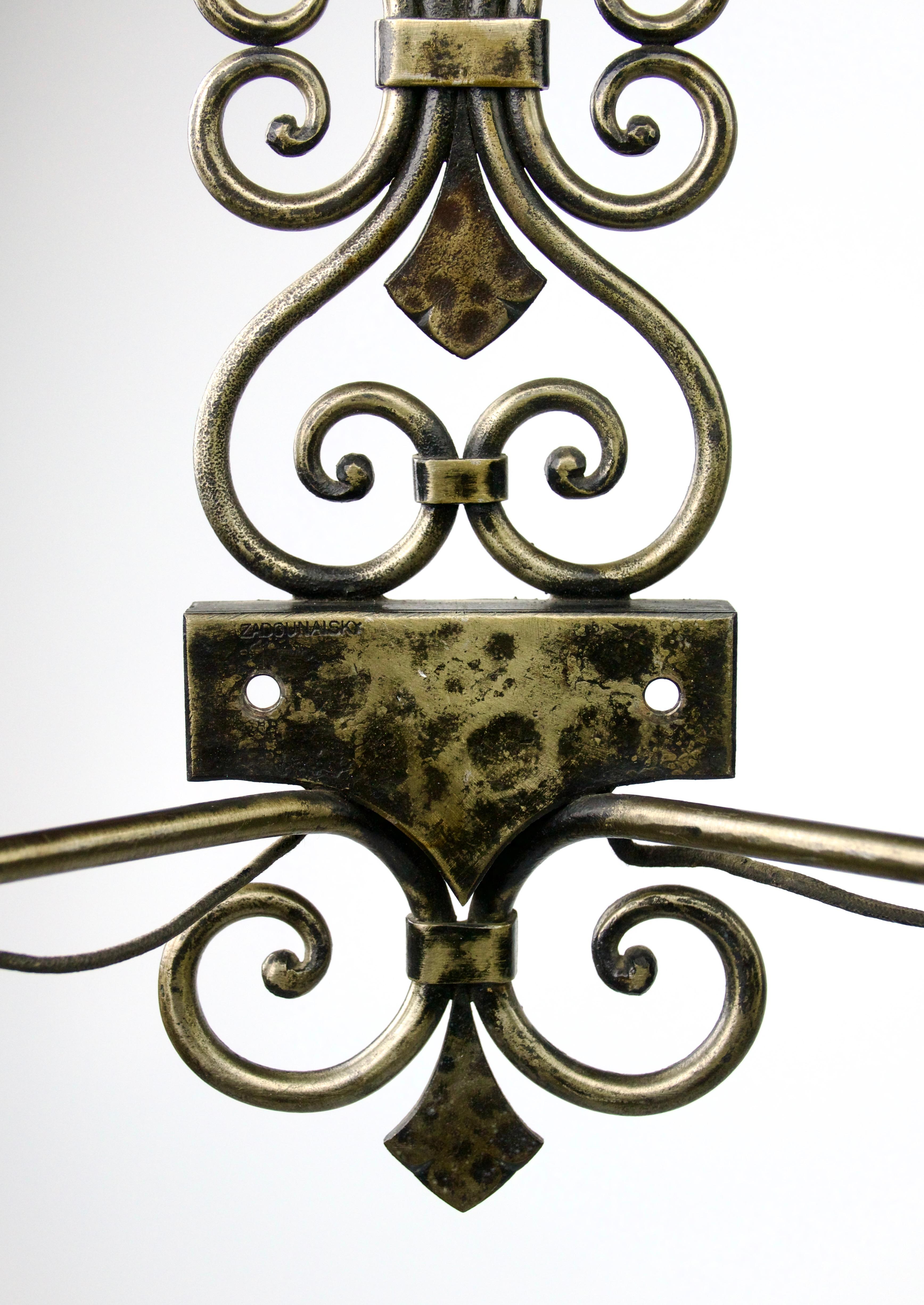 Iron Michel Zadounaisky, Sconces '2', France, 1940 For Sale