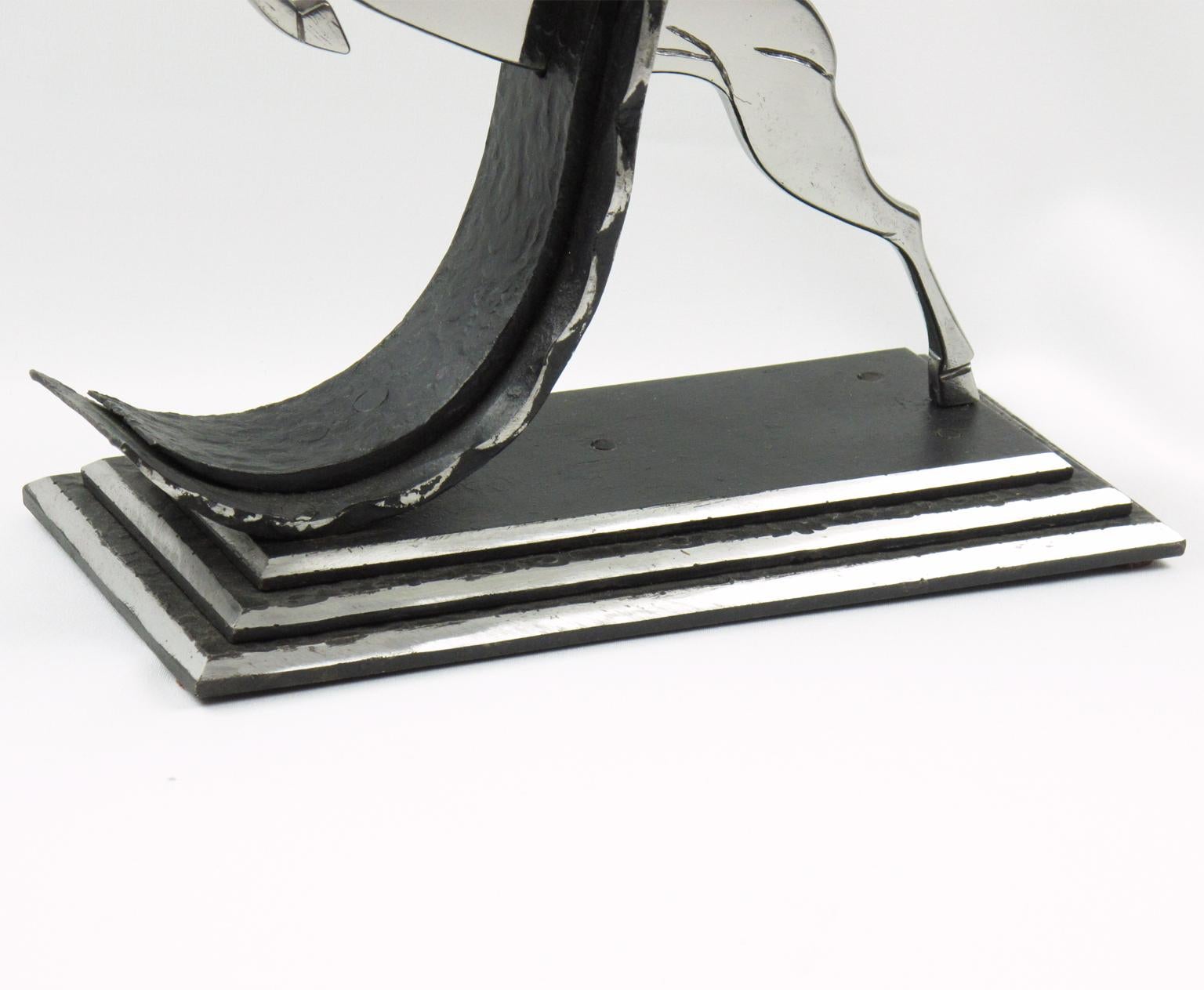 French Michel Zadounaisky Art Deco Antelope Wrought Iron Table Lamp, circa 1930 For Sale