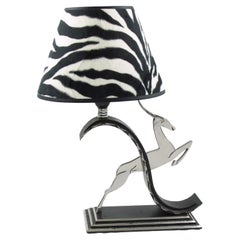 Michel Zadounaisky Art Deco Antelope Wrought Iron Table Lamp, circa 1930