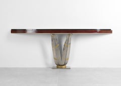 Michel Zadounaïsky, Art Deco Wall Mounted "Banana Leaf" Console, France, c. 1960