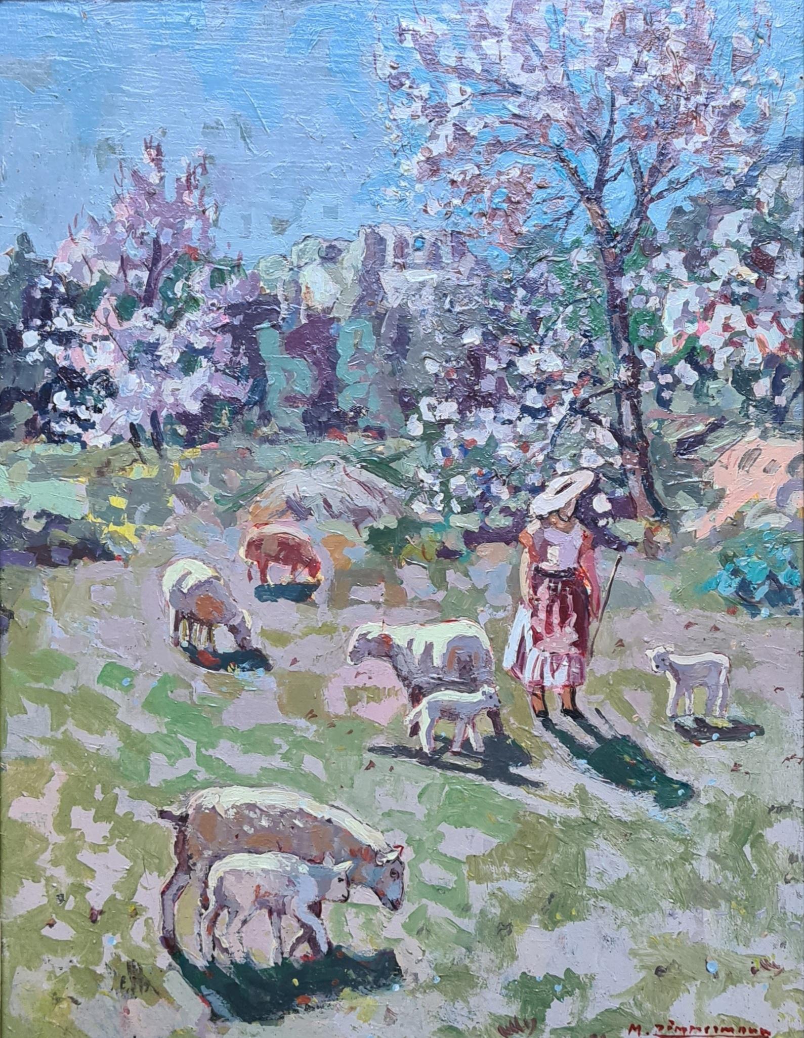 French Impressionist Landscape, Spring, The Cherry Blossom, Les Baux de Provence - Painting by Michel Zimmermann