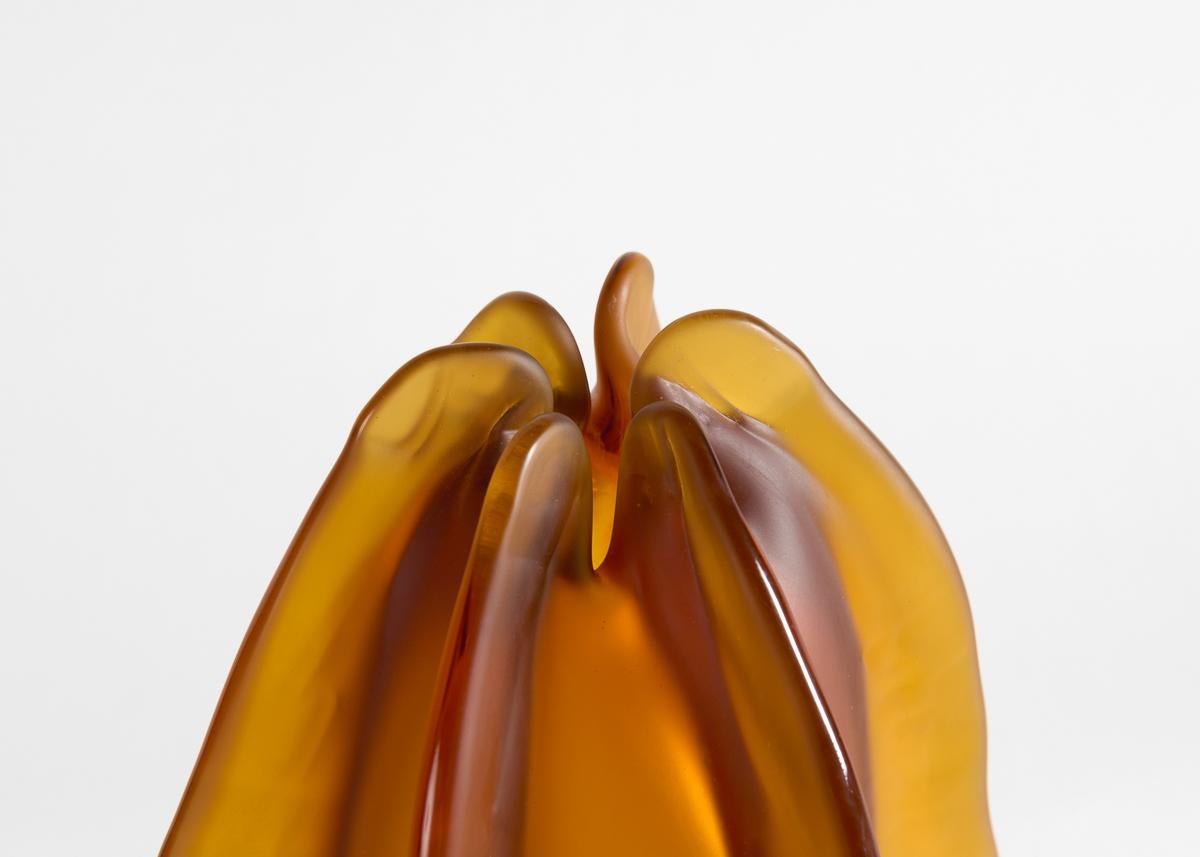 Italian Michela Cattai, Contemporary Handblown Amber Murano Glass Sculpture, Italy, 2023 For Sale