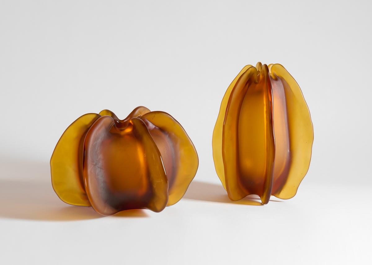 Verre de Murano Michela Cattai, sculpture contemporaine en verre de Murano ambre soufflé à la main, Italie, 2023. en vente
