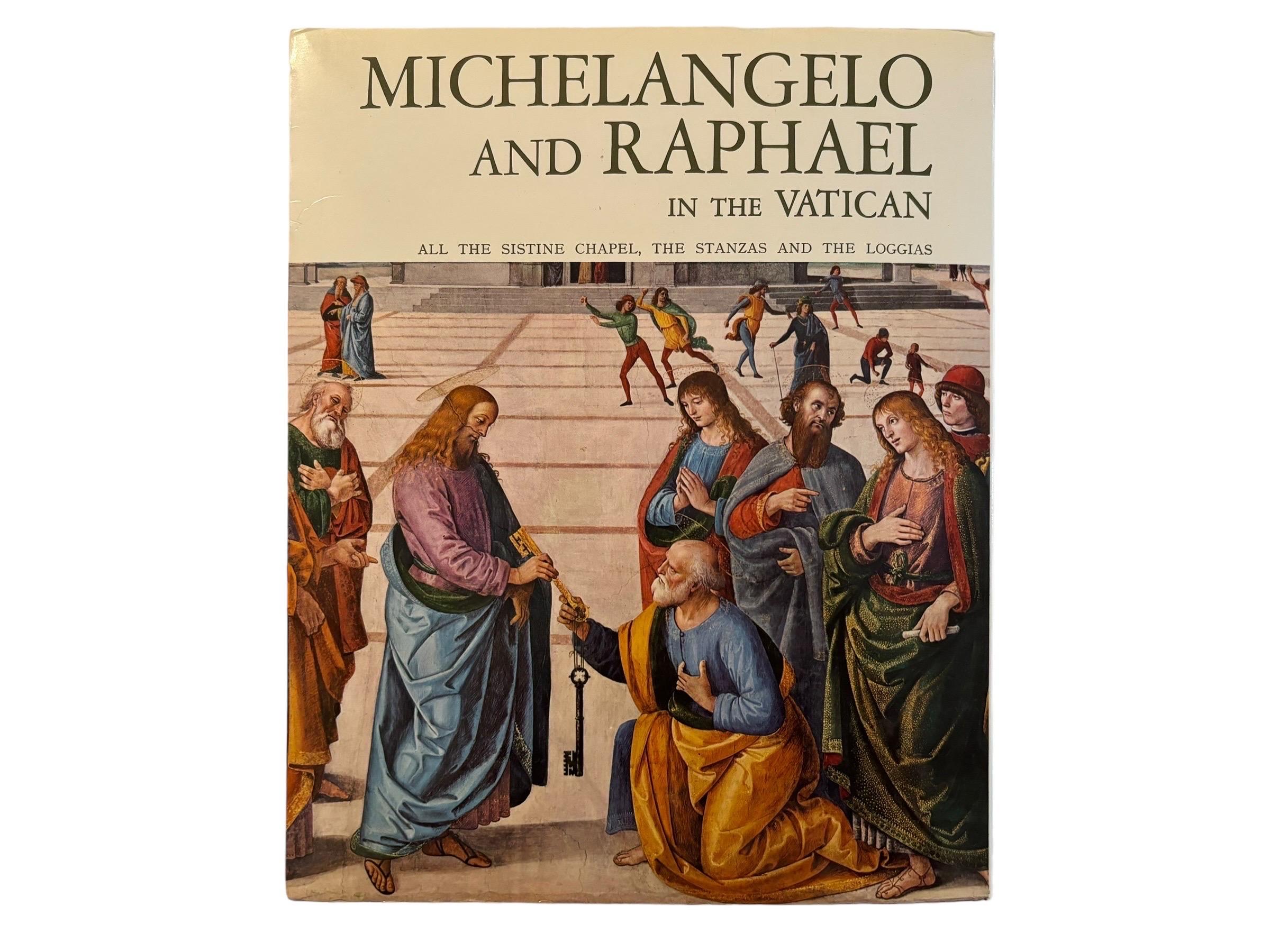 Michelangelo and Raphael with Botticelli, Perugino, Signorelli, Ghirlandaio and Rosselli in the Vatican, all the Sistine Chapel, the Stanzas and the Loggias. Softcover book, illustrated, 212 pages. Special edition for the Museums and Papal Galleries.