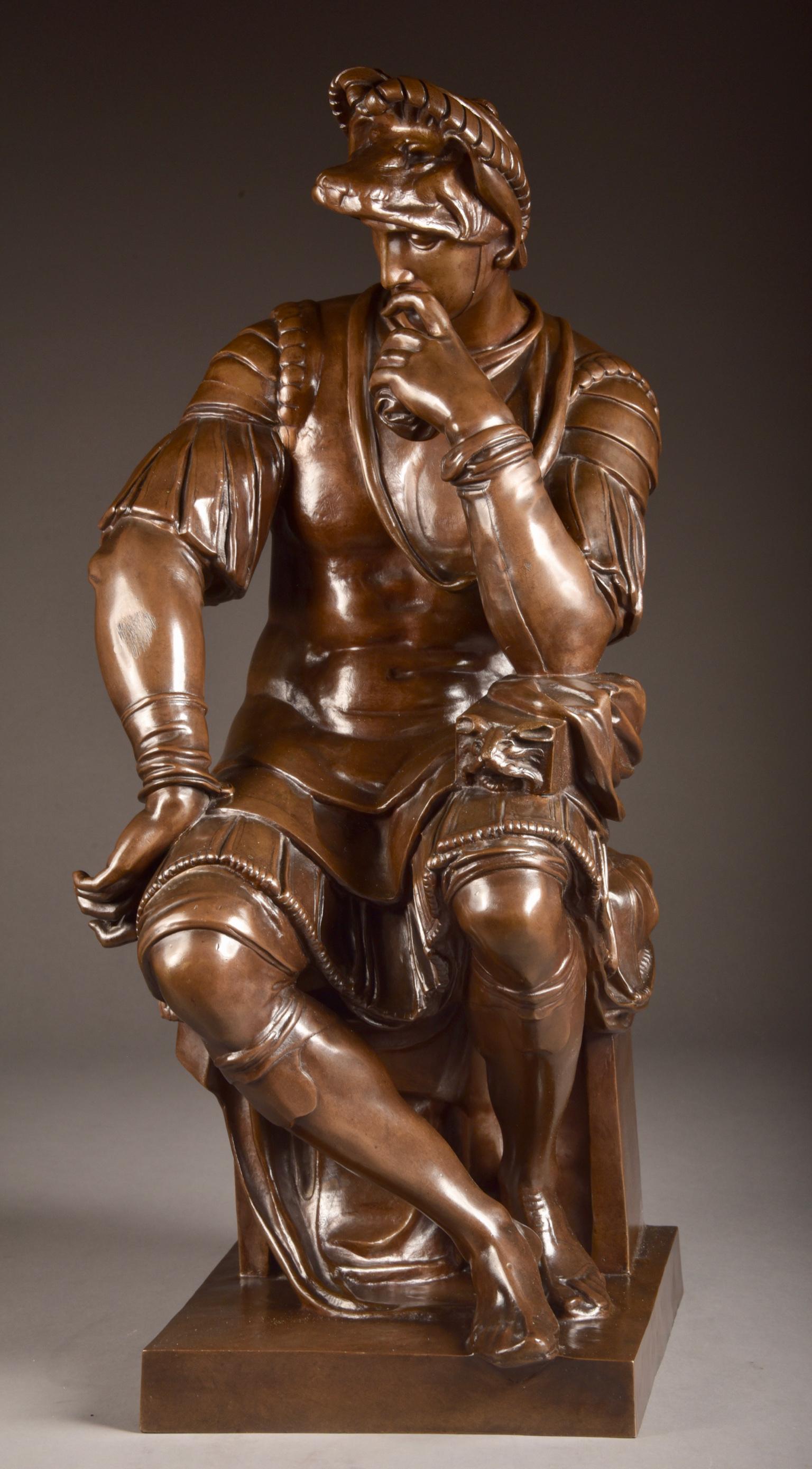 Mid-19th Century Michelangelo Bronze 73 cm H, Lorenzo De Medici, F. Barbedienne/A. Collas, 1870 For Sale