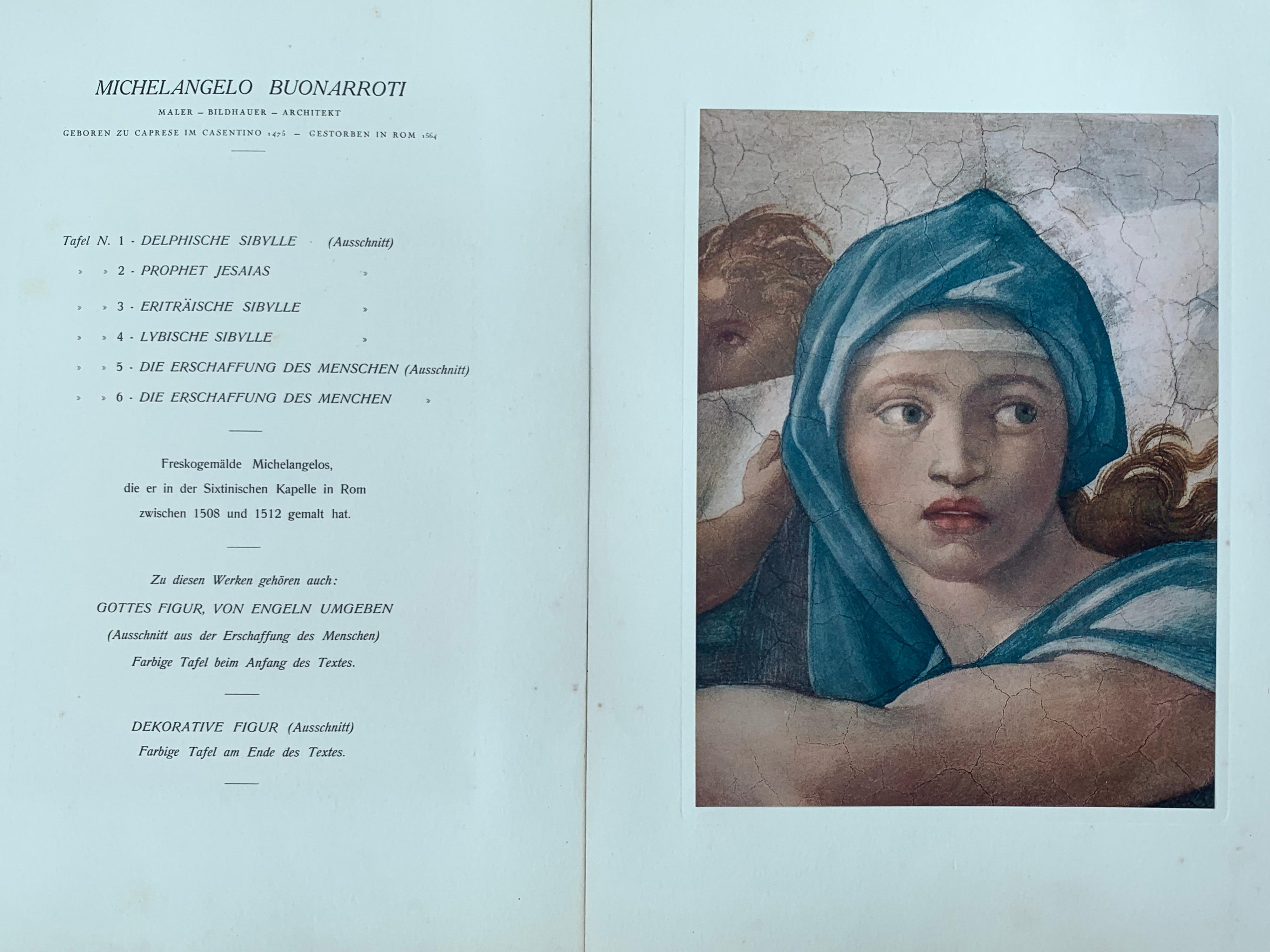 Baroque Michelangelo Buonarroti, 8 Mounted Color Plates, Roberto Hoesch, Milano, 1942