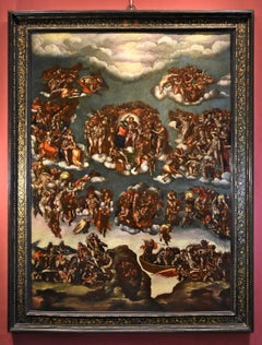 Le dernier jugement Michel-Ange 16/17e siècle Peinture à l'huile sur toile Le maître ancien Roma
