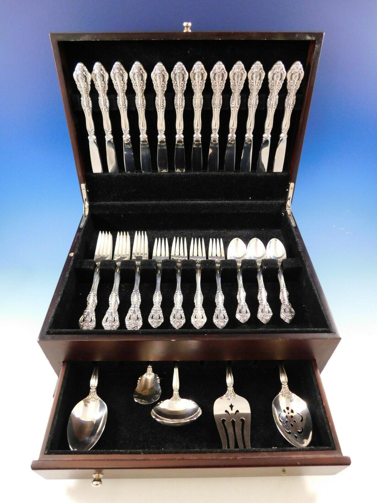 Best seller! Michelangelo by Oneida sterling silver flatware set, 53 pieces. This set includes:

12 knives, 9 1/8