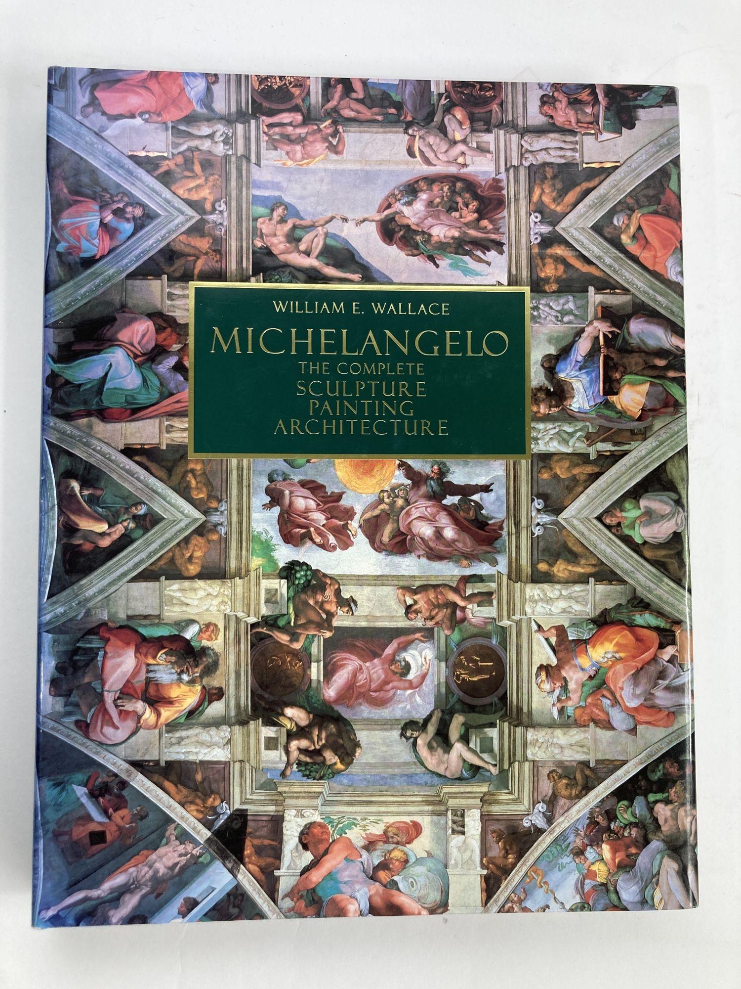 Michelangelo by William E. Wallace Hardcover Table Book The Complete Sculpture Painting and Architecture.
Easton Press Oversized Hardcover Book 1998.
With an engaging text by renowned Michelangelo scholar William E. Wallace, 