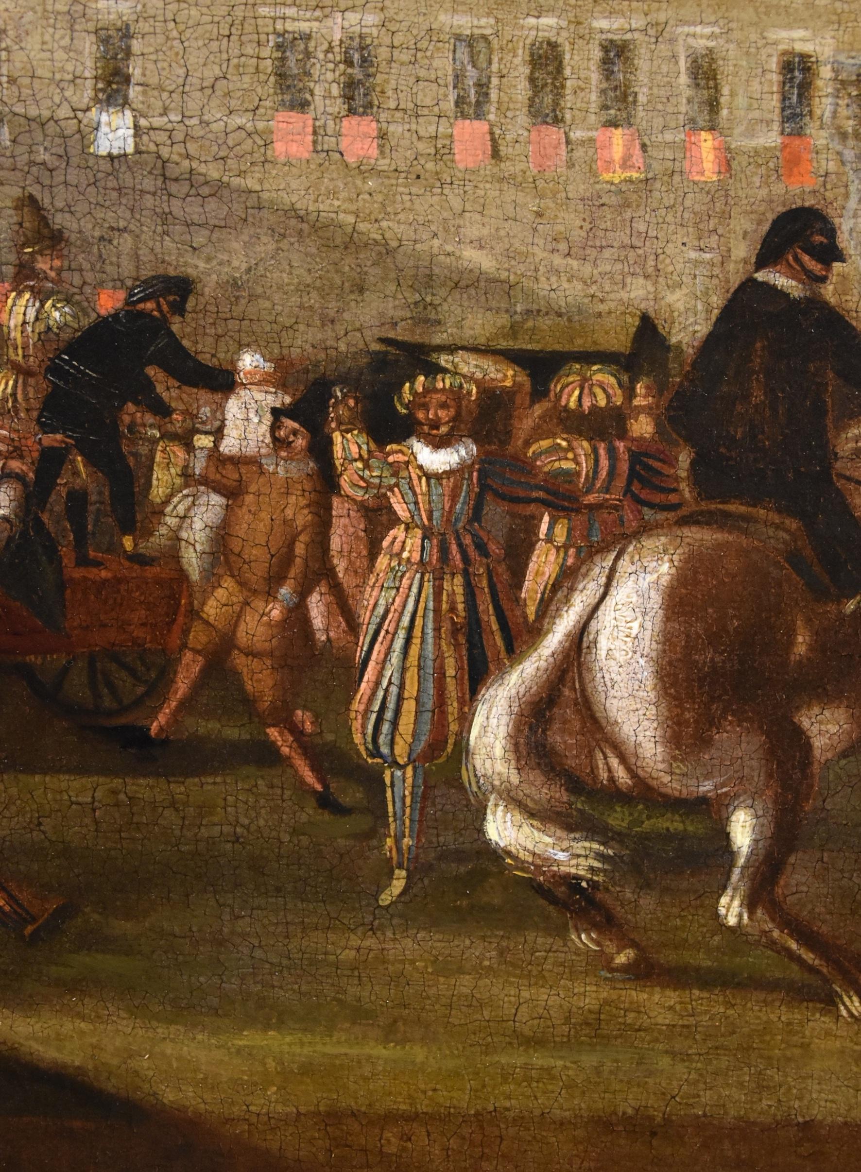 Carnaval Roma Colonna plaza Cerquozzi Siglo XVII Pintura Óleo sobre lienzo Italia en venta 8