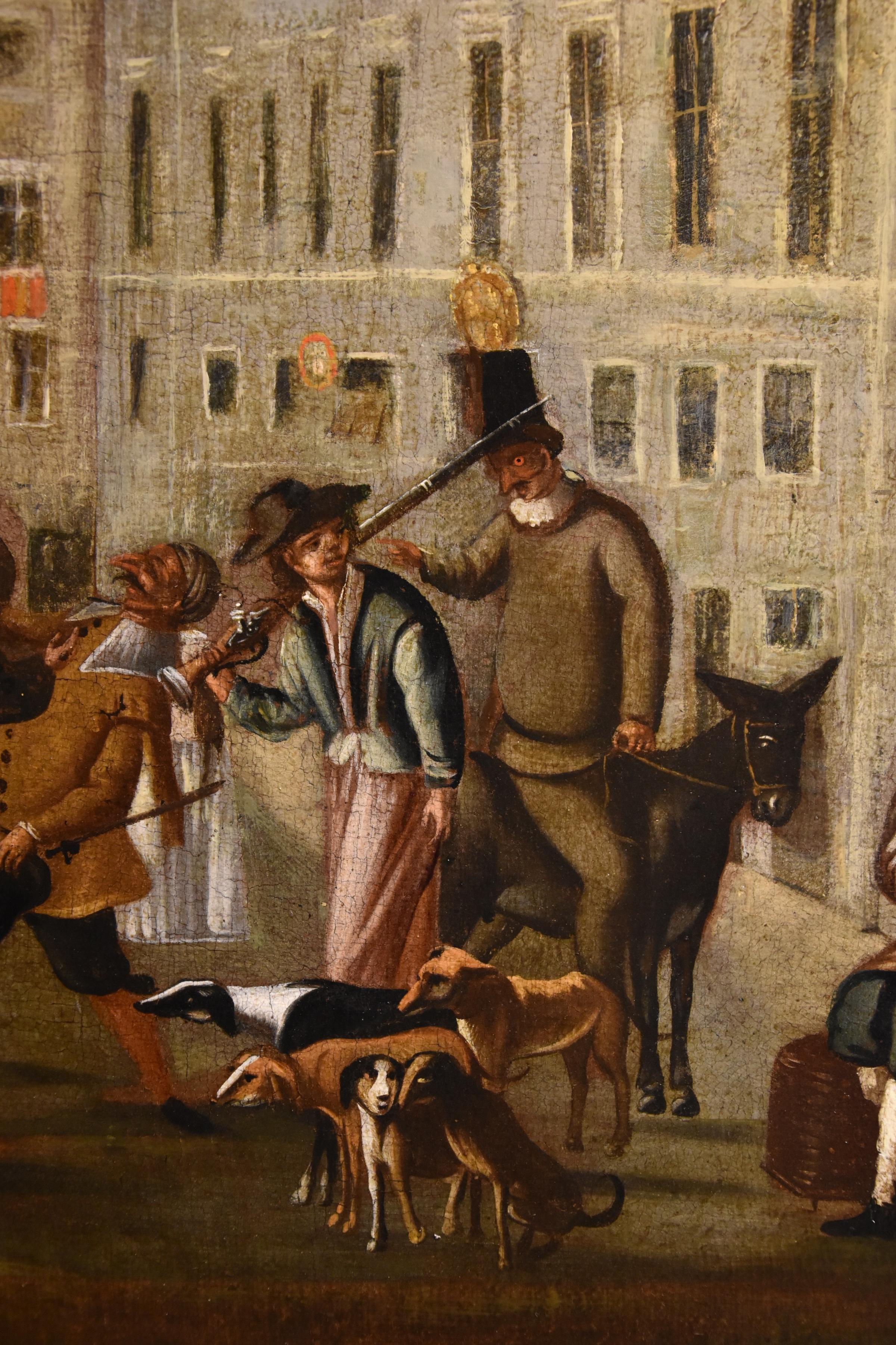 Carnaval Roma Colonna plaza Cerquozzi Siglo XVII Pintura Óleo sobre lienzo Italia en venta 13