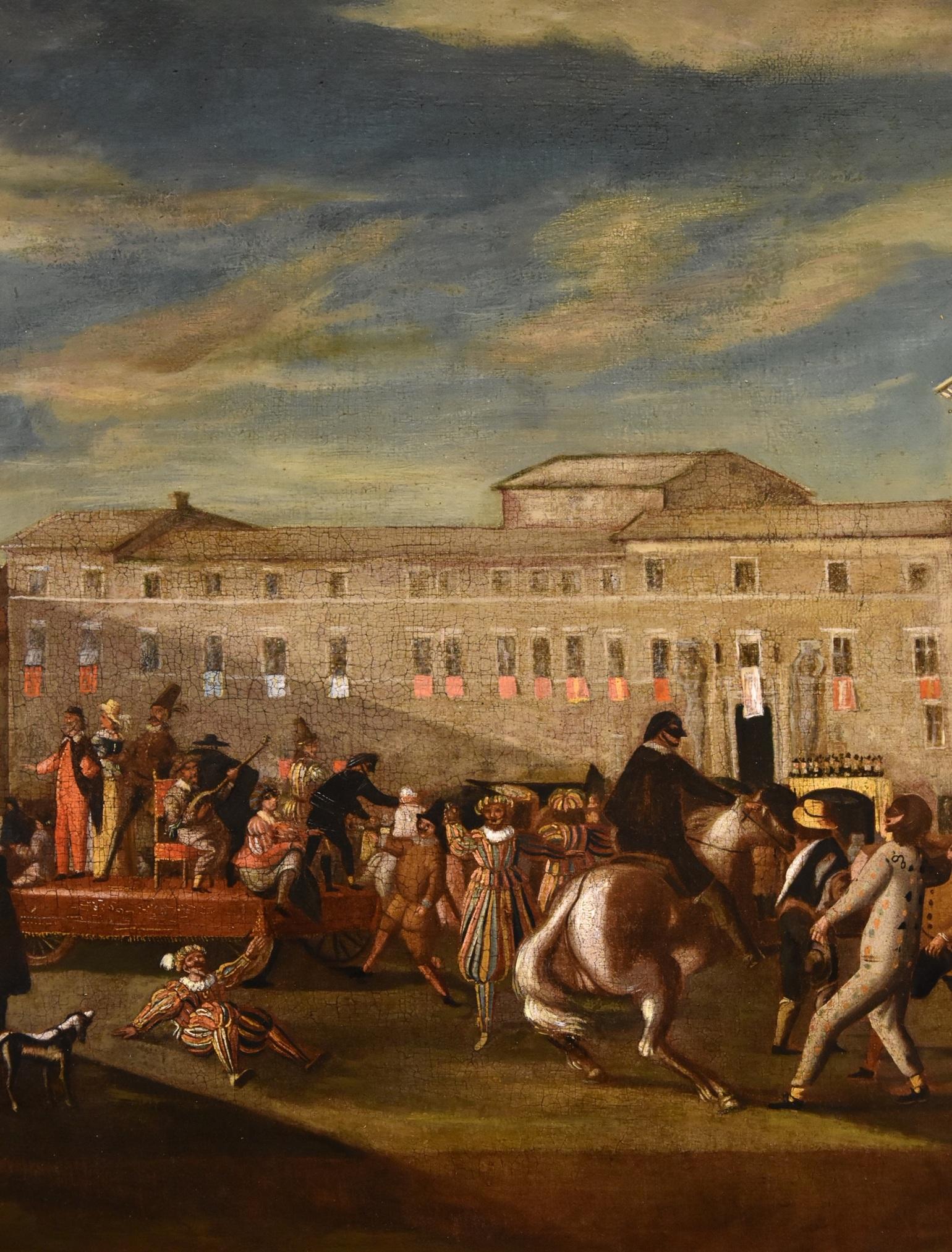 Carnaval Roma Colonna plaza Cerquozzi Siglo XVII Pintura Óleo sobre lienzo Italia en venta 1