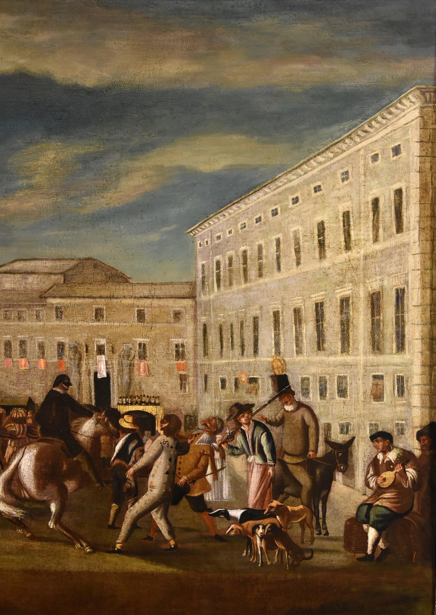 Carnaval Roma Colonna plaza Cerquozzi Siglo XVII Pintura Óleo sobre lienzo Italia en venta 2