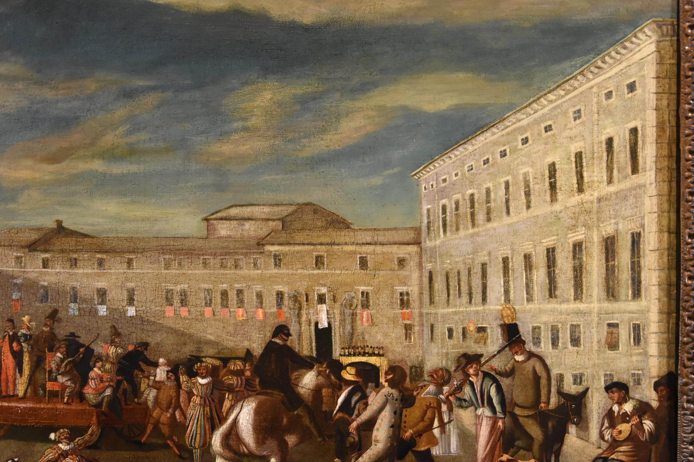 Carnaval Roma Colonna plaza Cerquozzi Siglo XVII Pintura Óleo sobre lienzo Italia en venta 3