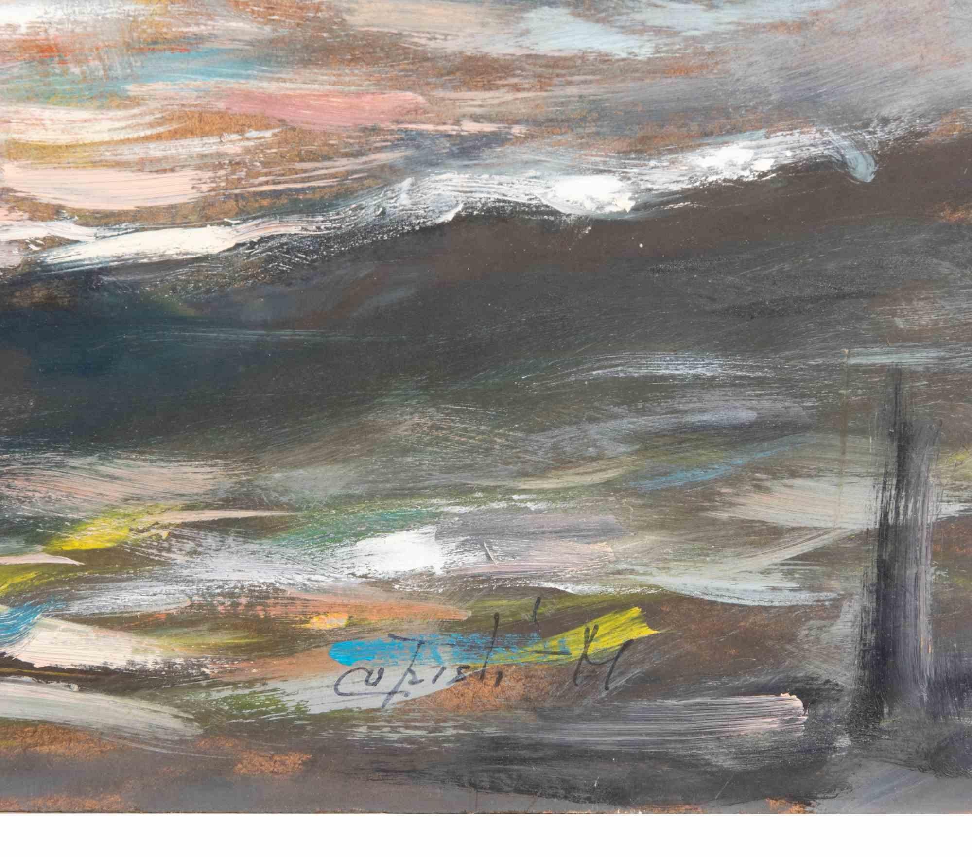 Coucher de soleil à Marina di Carrara - Peinture à l'huile de Michelangelo Cupisti - années 2000 en vente 3