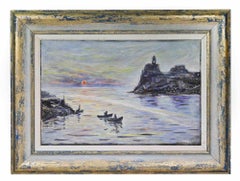 Puesta de sol en Porto Venere - Pintura al óleo de Michelangelo Cupisti - 1997