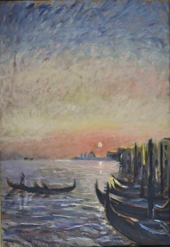 Sunset in Venice - Oil Painting by Michelangelo Cupisti - 1990s