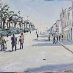 El paseo marítimo de Viareggio - Pintura al óleo de Michelangelo Cupisti - Años 90
