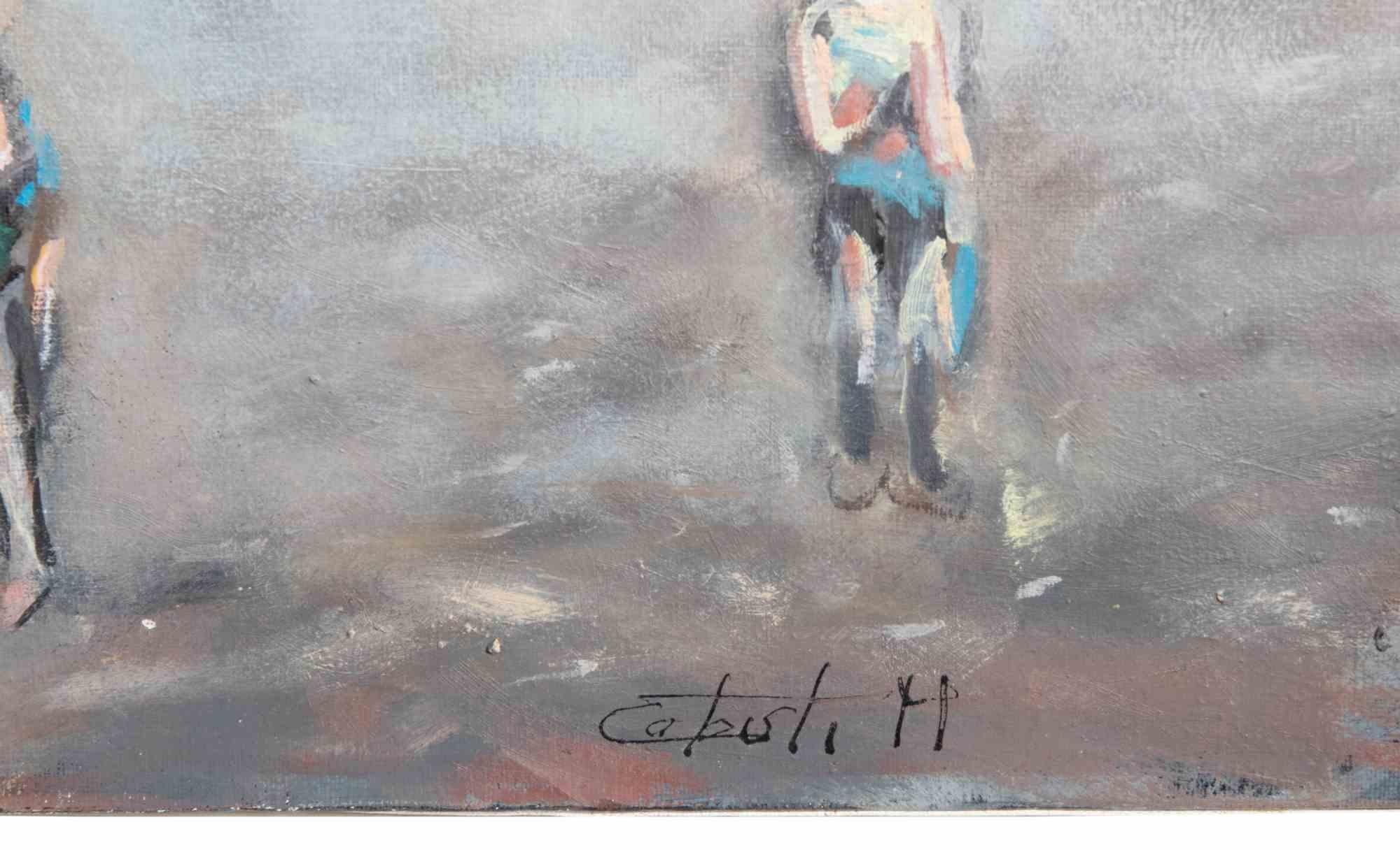 Plage de la Versilia en juin - Peinture à l'huile de Michelangelo Cupisti - 1990 en vente 2