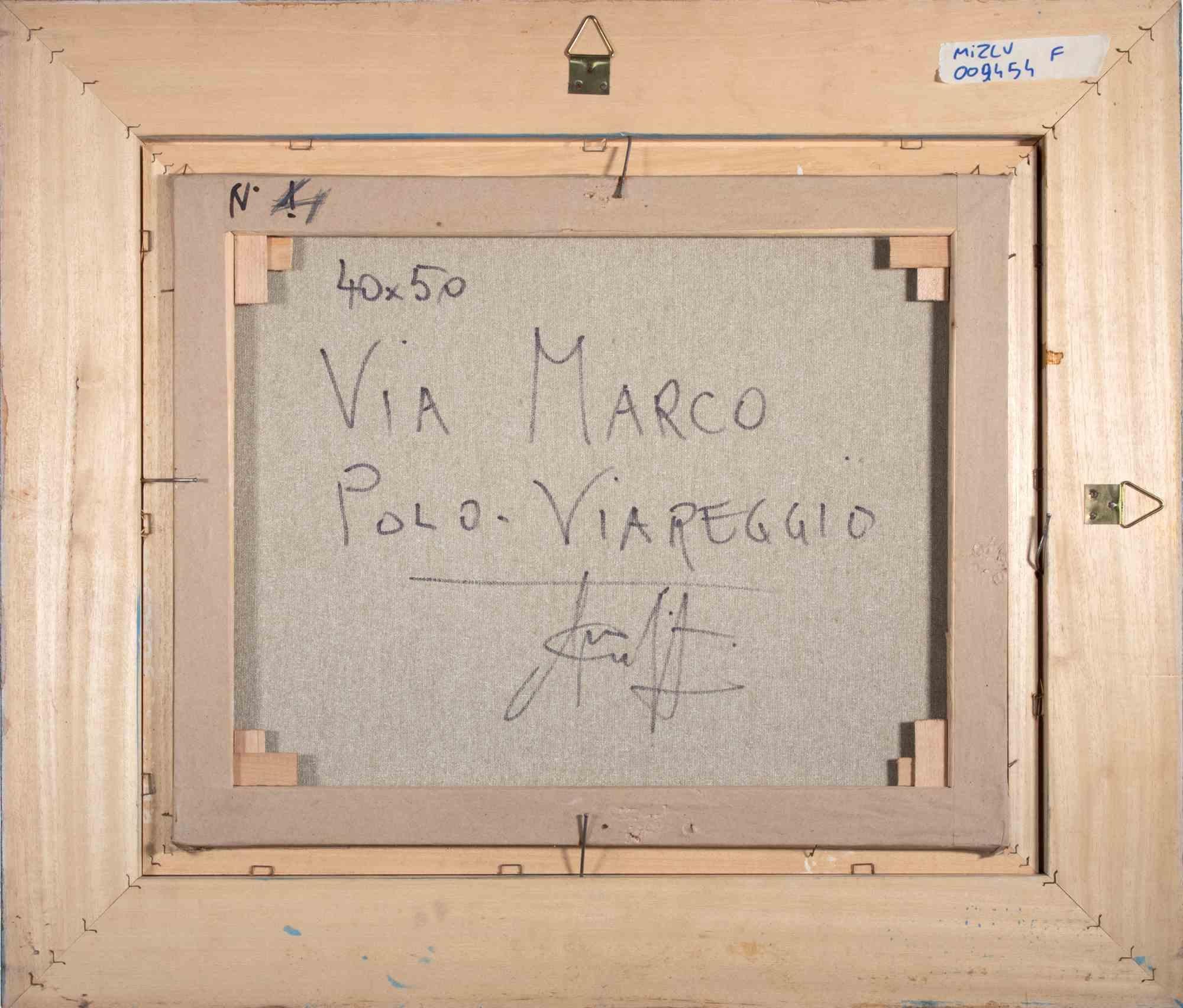 Vue de Viareggio - Peinture à l'huile de Michelangelo Cupisti - années 1990 en vente 1
