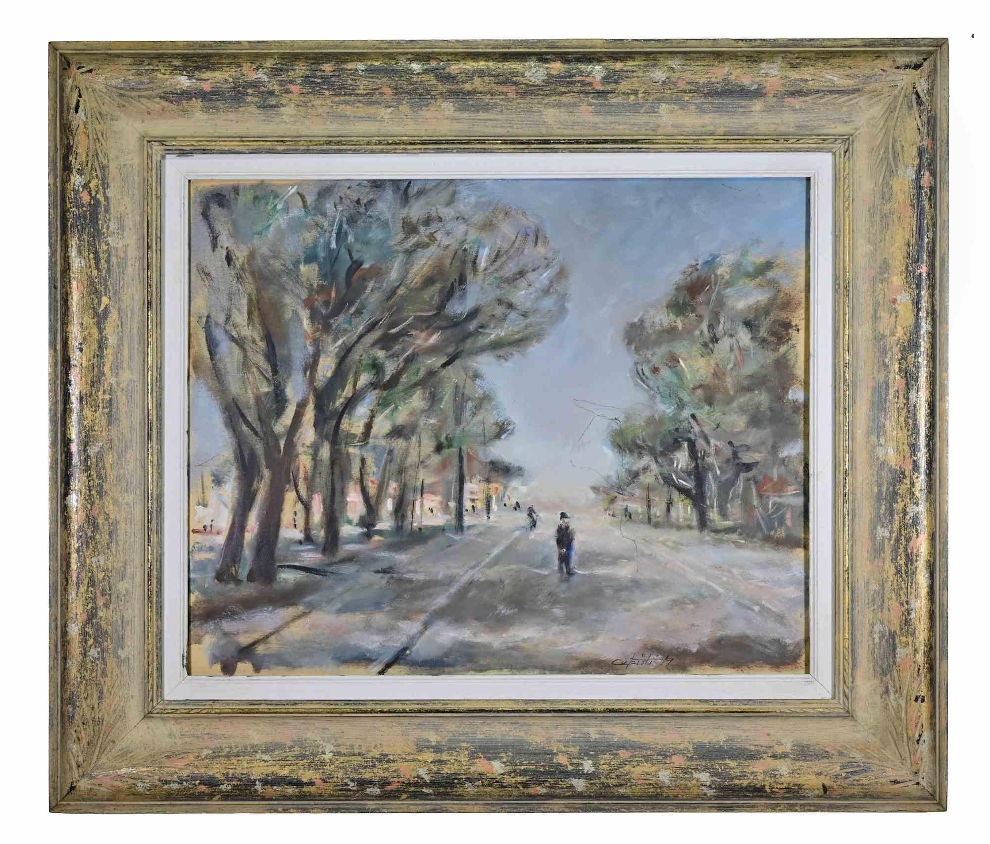 View of Viareggio - Oil Painting by Michelangelo Cupisti - 1990s For Sale 1