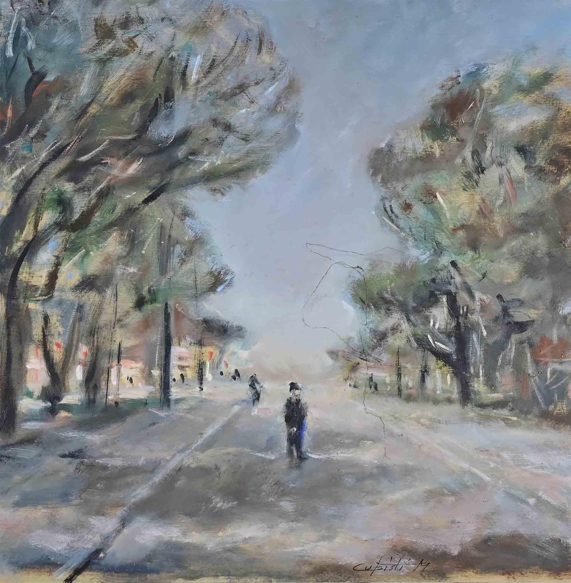 View of Viareggio - Oil Painting by Michelangelo Cupisti - 1990s For Sale 2